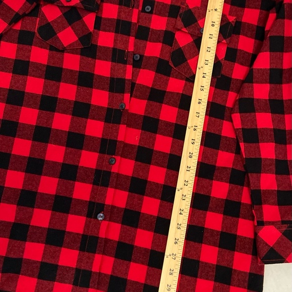 NWT Match Stick Woman’s XL 100% Cotton Bold Red & Black Checked Button Down Top - Picture 12 of 13